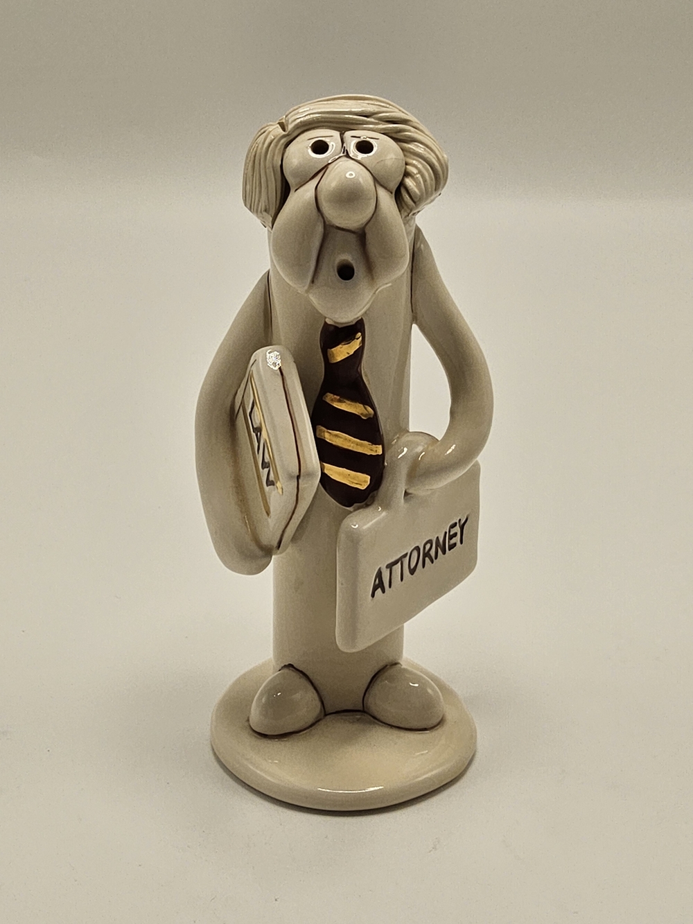 Vintage Joe Peck Tweeples Ceramic Attorney / Lawyer Whistle Figurine (6.5")